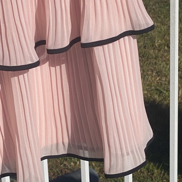 Worthington Two Tier Fully Lined Pink & Black Sheer Pleated Skirt - Picture 3 of 5